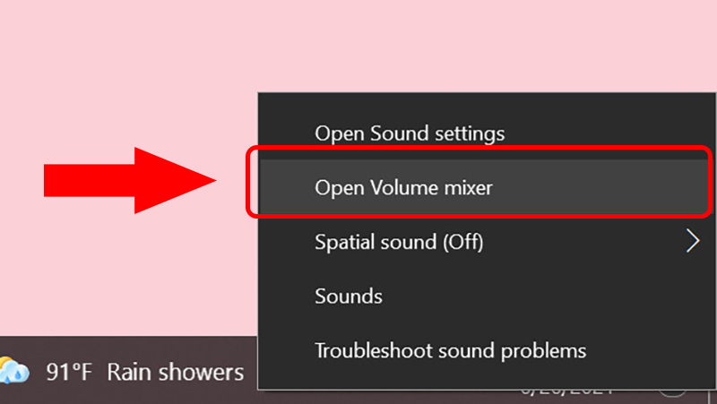 Mở Volume Mixer